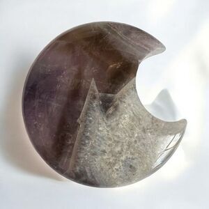 Amethyst Crystal Crescent Moon Carving‎ Meditation Stone